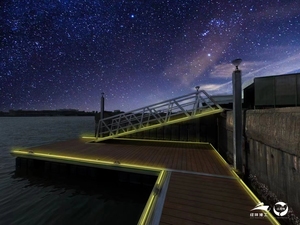 Dock für Seen-Schwimmende Ponton-Steg plattform mit Terrassen dielen und Stangen Marine material aus Aluminium - Product Image 4