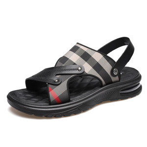 Sandalias Deportivas a Cuadros para Hombre, Punta Abierta, Suela de Goma, Entresuela de EVA, Calzado Casual de Verano para Exteriores - Product Image 5