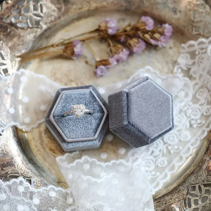 Premium Elegant Wedding <b>Small</b> Gift Double Hexagon Velvet Jewelry <b>Box</b> Packaging Ring Earrings <b>Box</b> <b>With</b> Custom Logo - Product Image 2