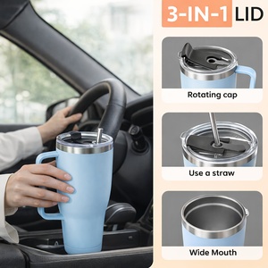 20oz Stainless Steel Vacuum Tumbler With Handle and Lid <b>Double</b> <b>Wall</b> Insulated Travel <b>Mug</b> for Office Car Outdoor - Product Image 5