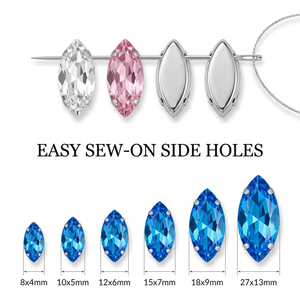 Strass en <span class=keywords><strong>verre</strong></span> <span class=keywords><strong>marquise</strong></span> de haute qualité à coudre avec griffes métalliques argentées, pierres de cristal œil de cheval pour la décoration de robes de mariée - Product Image 2