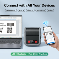 Imprimante thermique portable de 4 pouces pour étiquettes et reçus, machine d'impression d'étiquettes thermiques, compatible avec Win, Android, IOS