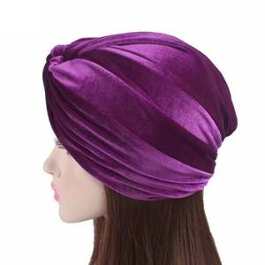 Meilleure vente Turban torsadé musulman de haute qualité pour femmes foulard en velours respirant Hijab Turban d'extérieur - Product Image 5