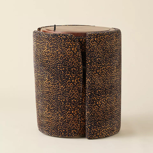 Set Toeletta Vintage <span class=keywords><strong>Nora</strong></span> in Velluto Leopardato con Specchio Rotondo Ribaltabile e Sgabello, Vanity Compatto per Camera da Letto, Disponibile in Vari Colori - Product Image 5