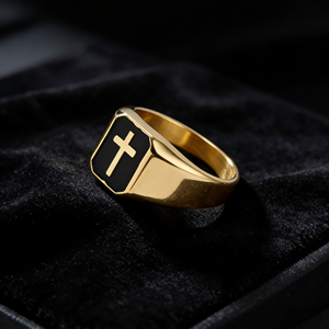 Fashionable Finger Jewelry Cross with <b>Black</b> Oil for Party Gifts Fine Cross-border <b>Titanium</b> <b>Ring</b> - Product Image 3