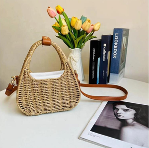 Borsa da <span class=keywords><strong>donna</strong></span> estiva da spiaggia borsa da Shopping fatta a mano in paglia borsa da viaggio in paglia mini borsa - Product Image 3