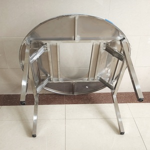 Mesa Redonda Plegable Comercial con Estufa de Gas Integrada, Mesa Redonda de Acero Inoxidable para Barbacoa y Hot Pot para Restaurante - Product Image 3