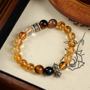 Natural Yellow Quartz Round <b>Beaded</b> Stretch <b>Bracelet</b> with Mixed Color Accents for Women Custom Jewelry Wholesale - Product Image 4