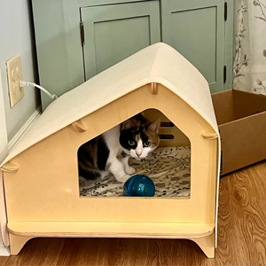 Cama de Madera Moderna y Lujosa para Mascotas de Interior, Casa Móvil para Gatos y Caseta para Perros Pequeños, Regalo para Dueños de Gatos - Product Image 2
