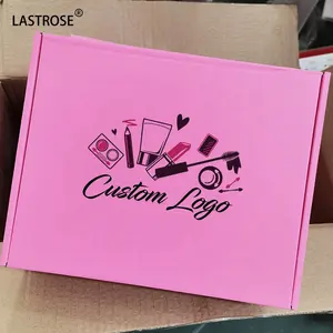 Make your own Logo Pink Shipping Packaging boxes OEM Printed Corrugated Cardboard Paper Mailer Box With Logo