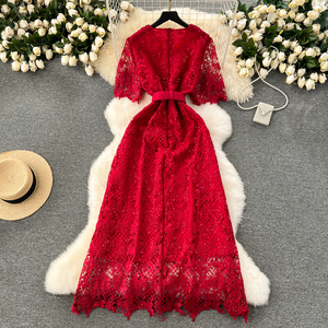 Ricami di lusso con paillettes di alta qualità da sera <span class=keywords><strong>Dre</strong></span> sottile in pizzo cavo con cintura lunga <span class=keywords><strong>Dre</strong></span> donna - Product Image 2