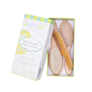 Ensemble brosse et <span class=keywords><strong>peigne</strong></span> en bois pour bébé, kit <span class=keywords><strong>de</strong></span> toilettage pour nouveau-nés, brosse douce en poils <span class=keywords><strong>de</strong></span> chèvre, massage doux du cuir chevelu et <span class=keywords><strong>peigne</strong></span> pour la croûte laiteuse, États-Unis - Product Image 2
