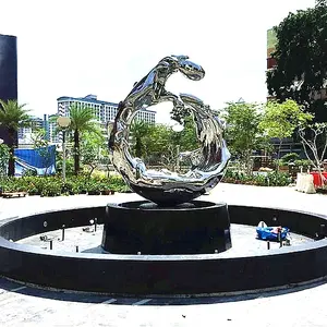 Modern handmade large sculpture polished stainless steel hollow sculpture