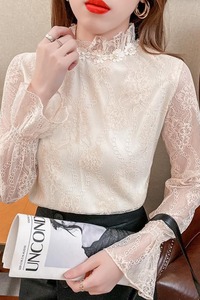 Camisa de Encaje Blanca y Negra a la Moda, Ropa de Mujer, Verano 2025, Blusa Informal Nueva, Holgada y Elegante 8698 # - Product Image 4