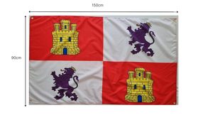 Drapeau de Castille et Léon (Castilla <span class=keywords><strong>Y</strong></span> Leon) renforcé avec 4 œillets, polyester résistant aux intempéries, 150 cm <span class=keywords><strong>x</strong></span> 90 cm, drapeau de balcon MateyCo - Product Image 3