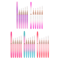 Nouvel ensemble de 5 pinceaux de nail art ultra-fins pour le dessin de lignes, la peinture florale et la sculpture, avec manche métallique, vente en gros transfrontalière