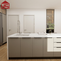 Armoires de cuisine en stratifié imitation bois gris foncé nordique personnalisées Yingsheng pour la rénovation de la maison
