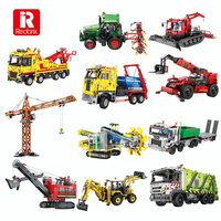 Reobrix 22001-22 véhicule d'ingénierie télécommandé camion de pompiers tracteur pelle blocs de construction assemblés modèle jouets pour enfants