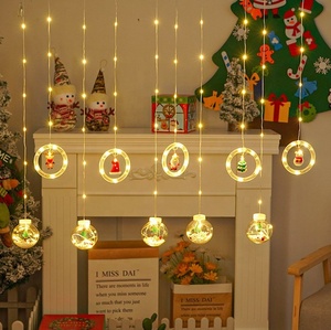 3M LED Dây Đồng Nhẫn + Quả Bóng Rèm Chiếu Sáng Phòng Cửa Sổ Kỳ Nghỉ Trong Nhà Giáng Sinh Santa Claus Snowman LED Chuỗi Đèn - Product Image 1