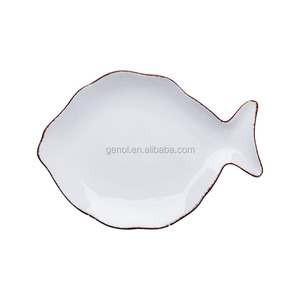 Nuevo Producto, Vajilla Pintada a Mano, Plato de Porcelana <span class=keywords><strong>para</strong></span> Cena, Plato de Cerámica con Forma de Pez - Product Image 3