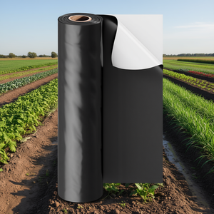 Rouleau de bâche plastique robuste 10 mil 10' x 100' noir et blanc pour usage agricole et protection peintre - Product Image 2
