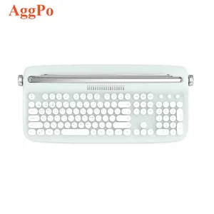 Keyboard Tanpa Kabel, Tablet Keyboard Mekanis Retro Bulat Universal