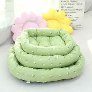 Cat <b>Bed</b> Round Oval Dimple Polyester Fiber Fill Soft Comfortable Pet Sleeping Mat For Cat Four Seasons Use - Product Image 2