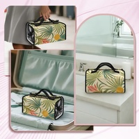 Sac de voyage cosmétique à suspendre en polyester avec imprimé feuille de palmier hawaïenne, marque privée, pour rangement de maquillage