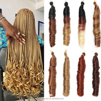 Extensions de cheveux bouclés en spirale de 22 pouces, 150g/paquet, tresses au crochet style French Curl, fibres soyeuses et résistantes à la chaleur, teintes
