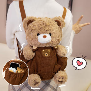 工場直送のかわいい動物型クロスボディショルダーバッグ、超ソフトなポリエステル素材で、ぬいぐるみのテディベアやパンダが付いています。 - Product Image 4