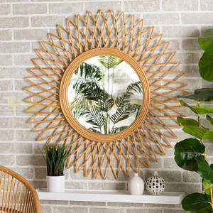 Espejo de pared de ratán Natural bohemio moderno hecho a mano, decoraciones de aniversario de forma personalizada de Vietnam, decoración del hogar - Product Image 1
