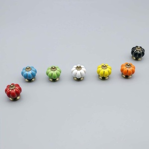 Colorful Ceramic Pumpkin <strong>Drawer</strong> <strong>Knobs</strong> Zinc Alloy Base Single Hole Pulls Dresser Wardrobe Kitchen Hotel <strong>Modern</strong> Eco-Friendly - Product Image 4