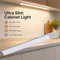 Lampe de nuit sans fil sous l'armoire avec capteur de mouvement PIR, rechargeable par USB-C, lumière LED à 3 couleurs réglables