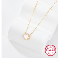 Collier pendentif en argent sterling 925 plaqué or 18 carats, trèfle à quatre feuilles incrusté de zircone, chaîne claviculaire pour femmes