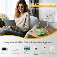 Prise murale JINMAI.CO Royaume-Uni 13A avec USB Type-C, panneau de prise électrique multifonction encastré, prise de charge murale pour la maison