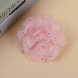 Organza Flower Hair Clip Rhinestone Decor <b>Wedding</b> DIY <b>Accessory</b> For Women Headdress Corsage - Product Image 4