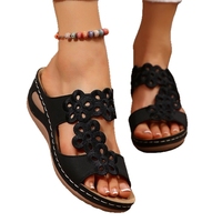 Nouvelle Collection 2026 – Sandales Compensées Femme à Motifs Floraux, Bout Ouvert, Antidérapantes et Confortables