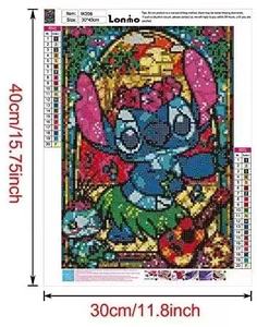 Gros dessin animé point 5D diamant peinture pleine perceuse croix Kits bricolage mosaïque strass décor à la maison chambre peinture murale - Product Image 2