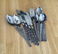 Ensemble de couteau cuillère fourchette personnalisé de luxe de haute qualité en argent avec boîte-cadeau couverts en or faits à la main couverts élégants