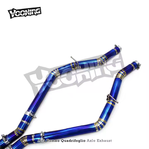Tuning Asuitlaatpijpen Voor <span class=keywords><strong>Alfa</strong></span> <span class=keywords><strong>Romeo</strong></span> Giulia Quadrifoglio 2.9T V6 2016-2024 Escape Titanium Blauw Achteruitlaat Catback Systeem - Product Image 2