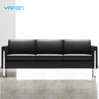 Canapé d'appoint de bureau 1 place en cuir noir