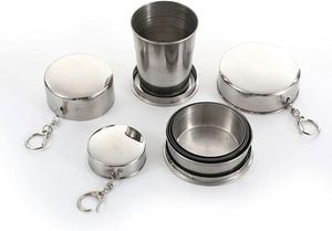Gobelet pliable en acier inoxydable portable, porte-clés, tasse de voyage pour le camping, tasse télescopique en métal pour les loisirs de plein air - Product Image 2