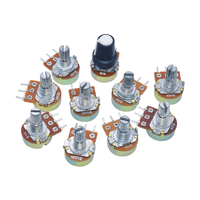 Kit de Potenciómetros WH148, 10 Valores: B1K, 2K, 5K, 10K, 20K, 50K, 100K, 250K, 500K, 1M, Resistencia Rotativa Lineal de 15 mm, 3 Pines