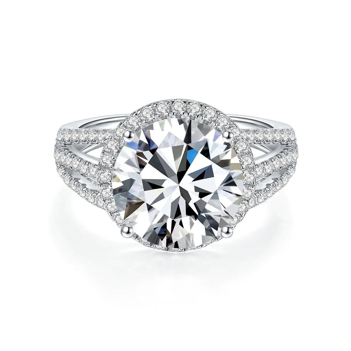Luxury VVS 5ct moissanite diamond ring 925 sterling silver D color GRA certified moissanite engagement ring for women