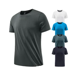 Camiseta masculina de spandex, roupa de academia personalizada, com 95 poliéster e 5 spandex, para esfumar, secagem rápida, para o verão