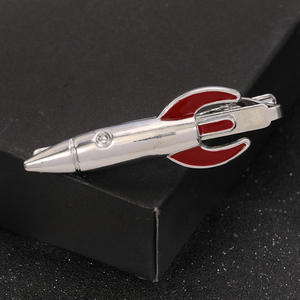 Fermacravatta in oro personalizzato lunetta in bianco High-End pilota aereo aereo fermacravatta con catena per gli uomini - Product Image 3