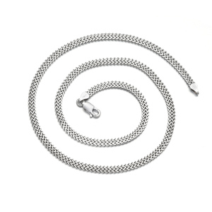 925er Sterlingsilber Schmuck Weißgold Platin Beschichtetes Silber 4mm Kubanische Italienische Quadratische Doppel-Franco-Gliederkette für Herren und Damen - Product Image 5