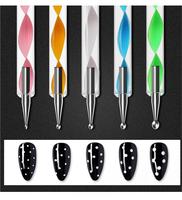 Ensemble de 5 stylos à pointe pointillée en acrylique à double tête avec logo personnalisé pour Nail Art Outils de peinture pour ongles