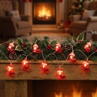 Mini guirlandes lumineuses LED en forme de bottes de Noël, 10 LED, alimentées par piles, pour la décoration de table, de fenêtre et de mur de Noël