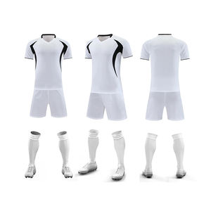 Divisa da <span class=keywords><strong>Calcio</strong></span> Unisex in Poliestere 100% Traspirante e Morbido, Bianco e Nero, Manica Corta, Servizio OEM all'Ingrosso - Product Image 1